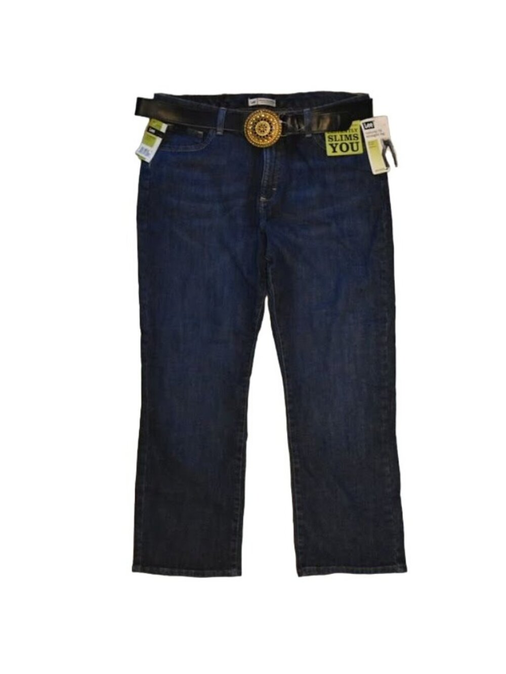 Lee Jeans Womens 16P Typhoon Natural Fit Slims Straight Leg Stretch Jeweled Belt